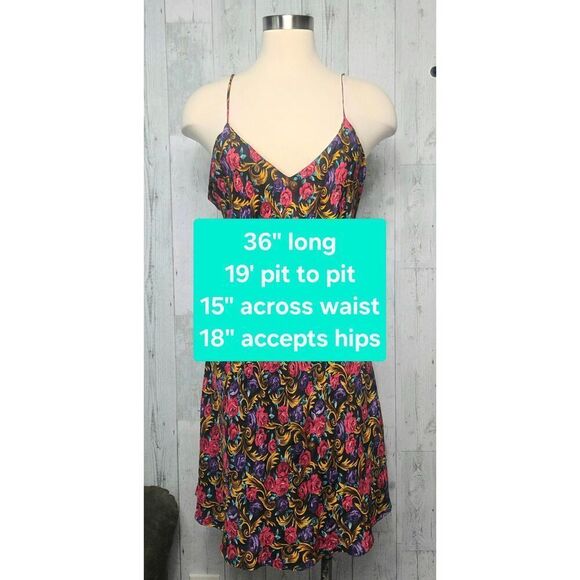 VTG Secret Images Washable Silk Floral Slip / Mini Dress Sz M - Picture 3 of 4